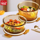 Chuangde heat-resistant glass lunch box office workers microwave lunch box crisper storage bowl lunch box compartment lunch box amber round 1050mL