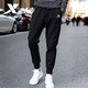 XTEP sweatpants men's knitted pants men's wear-resistant leggings sweatpants winter thickened warm loose large size running trousers men's black L/175