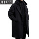 JEEP SPIRIT2025 autumn and winter velvet men's Korean style coat men's fake two-piece hooded mid-length windbreaker jacket men's jacket military green cotton thickened 2XL 155-160Jin Jin equals 0.5 kg