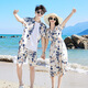 Boonpu's new spring and summer Sanya travel beach skirt, parent-child outfit for photo taking, seaside vacation, slim bohemian dress, retro splash ink print suit, mother's skirt M