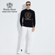 Raidy Boer/Raidi Boer 100% sheep wool men's hot diamond double-headed eagle wool sweater 5074 black 180/52/XL