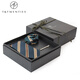 T / vingt-vingt costume rétro britannique Tie à la glissière sans nœud Men sans nœud Force Business College Style Silk vert à rayures paresseux [Tie + serviette de poche + clip de cravate] Ensemble 683