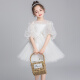 Xiaokayi Nong girls evening dress princess dress fluffy yarn little girl flower girl wedding dress children piano performance dress host autumn style white front short back length 110cm