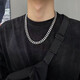 Pei Nanwei Cuban chain necklace men's trendy hiphop high street titanium steel non-fading thick iron chain European and American hip hop free chain titanium steel Cuban necklace 60cm