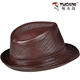 Woodpecker new hat men's spring and autumn style jazz hat for middle-aged and elderly British retro gentleman hat first layer cowhide top hat casual brown XL (57-58cm)