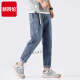 New Balance Ice Silk Jeans Men's 2024 Summer Thin Trendy Brand Loose Casual Straight Men's Pants Nine-Point Pants Light Color Pants Light Blue Size 31