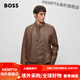 BOSS Motorcycle Leather Jacket Men's Fashionable Casual Stand Collar Sheepskin Jacket 001-Black 50