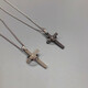 QMXD cross necklace men's trendy Korean version hip-hop men's pendant titanium steel simple fashion clavicle chain versatile gift for boyfriend