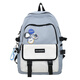 Double Star Schoolbag Men's Backpack Backpack Women's Korean Version Junior High School High School College Student Large Capacity Water-Repellent Laptop Blue Large Pendant + Badge