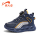 Guirenniao children's shoes 2025 winter new velvet thickened cotton shoes leather surface waterproof and warm children's sports shoes boys and girls trendy shoes dark blue size 37