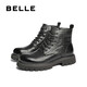 百丽（Belle）厚底潮搭马丁靴男款秋冬季舒适牛皮户外休闲靴8QT01DD4 黑色-单里 41 (255mm)