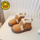 G.duck girls Martin boots 2024 winter new velvet warm cotton shoes little girls short boots soft sole large cotton snow boots off-white 26