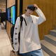 Shelley Jones T-shirt à manches longues Men's Men's Autumn New Hong Kong Style Tops pour les adolescents chemises de base rond décontractée DSA148-T695 White XL