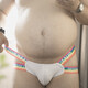 Men's rainbow U convex double thong tight personalized butt lifting thong pure cotton butt exposed underwear large size RH505