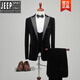 JEEP high-end wedding suit men's gold velvet business banquet emcee presenter singer performance suit men's evening black XL