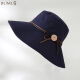 JIUMU Sun Hat Fisherman Hat Women's Summer Outdoor Anti-UV Sun Hat Beach Hat Cool Hat Sun Protection Hat Women's CW016 Navy Blue