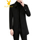 Playboy (PLAYBOY) woolen men's mid-length cashmere windbreaker autumn and winter coat men's business casual woolen high-end coat men black suit collar M