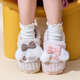 Made in Tokyo, children's cotton slippers with wrapped feet for boys and girls, plush bow-knot heel, winter warm cotton slippers, off-white 30-31