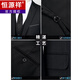 Hengyuanxiang suit men's three-piece business professional formal small suit Korean version slim groomsman and groom wedding dress two-button solid color-black top XL 180/weight 141-155Jin Jin equals 0.5 kg