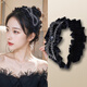 Bai Shilin Lace Velvet Rhinestone Bow Headband Women's Going Out High-end Hairband Headwear High-End Hairpin Valentine's Day Gift Black Rhinestone Bow Headband