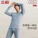 Three Guns Autumn Clothes and Autumn Pants Men's Pure Cotton Thermal Underwear Set Men's Cotton Sweater Set Light Linen Gray (Men's Round Neck) XL