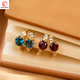 DOMEN Old Phoenix Gold Store Blue Topaz Aquamarine Plated 18K Gold Planet Earrings Earrings Retro Pomegranate Ruby Pomegranate Red (Gold)
