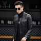 Playboy Leather Jacket Men's New 2025 Haining Autumn Short Motorcycle Slim Stand Collar Korean Style Leather Jacket Black - Single Leather L -115-125Jin Jin is equal to 0.5 kg