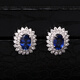 Tingliang Jewelry Princess Diana's luxury royal blue sapphire earrings 1.4 carat 18K gold set with 65 points diamond color treasure