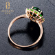 Ouzheni 18K gold inlaid diopside ring, colored gemstone-set women's ring, rose gold diopside ring for women, ready stock, need to be customized, 7-10 working days
