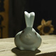 Ning Bufan Ceramic Ru Kiln Openable Tea Pet Rabbit Tea Play Ornament (About 10cm wide and 11cm high) Azure Rabbit