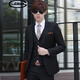 OMAX suit men's suit Korean style slim three-piece suit business casual professional formal suit groom and best man wedding dress black two-button top + trousers + vest 170/L (118-125Jin Jin is equal to about 0.5 kg)
