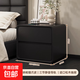 Black bedside table light luxury high-end solid wood wabi-sabi style storage cabinet home bedroom 2025 hot style bedside cabinet solid wood drawer + ninth generation cat claw leather starry sky black 50*40*47cm