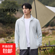 Sun protection clothing for men, thin ice silk, summer anti-UV, breathable, removable hood, outdoor skin clothing, fishing jacket, gray 5XL
