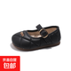 Girls' Shallow Mouth Princess Shoes 2025 Spring New Style Little Girls Fashionable Soft Sole Small Leather Shoes for Baby Girls Black / Inner Length 19cm 31