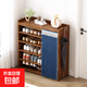 Shoe rack simple multi-layer storage shoe cabinet for home entrance and indoor economical storage rack large-capacity storage artifact fine brown dark blue curtain five-layer model 90 long