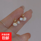 Starfish shell imitation pearl earrings, simple and personalized, small and sweet earrings, summer women's earrings, beige 1 pair
