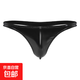 Sexy gay low-waisted t-pants, sexy butt-exposed, thin, stretchy, sexy men's thong, bright leather, U-shaped pouch, single, black sub-size 3XL