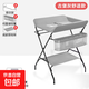 Diaper table, baby care table, portable, multi-functional, foldable, bathable, diaper changing and touching table for baby bed, castle gray - comfortable style (storage basket + clothes drying rod + storage
