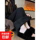 Velvet thickened A-line skirt for women in autumn and winter new style small straight slit one-step hip-covering long skirt skirt Black - Velvet One Size