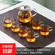 Heat-resistant Wujun glass teapot set simple tea set high borosilicate home office glass teapot health pot Wujun single pot + 6 colorful cups 530ml