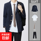 College style dk boys uniform suit badge suit spring and autumn youth handsome shoulder pad black jacket class uniform navy suit/shirt/tie/trousers high quality 4XL recommended 180-195Jin Jin equals 0.5 kg