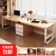 Double computer desk home wall-mounted long table bedroom desk simple modern student study office workbench quality double place pastoral color 240cm