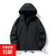 Spring and Autumn New Outdoor Sports Men's and Women's Outdoor Mountaineering Wear Couple Waterproof Windproof Hooded Jacket Black Regular 603 2XL