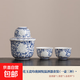 Blue and White Jade Porcelain Exquisite Wine Warmer Ceramic Wine Warmer Household Hot Wine Kettle Yellow Wine White Wine Cup Wine Set Flowery Jade Porcelain Exquisite Yuanyue Wine Warmer Set (One Pot and Three Cups)