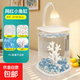 Glass small fish tank, thickened ice crystal tabletop ornaments, ornamental atmosphere lamp, creative tank, ecological fighting fish tank, pearl crushed diamond landscape tank, high-definition ecological fish tank landscaping complete set, luxury model, blue diamond pearl coral package
