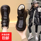 Girls' velvet snow boots 2025 winter new waterproof thickened fur all-in-one children's boots large cotton shoes short boots black size 33/inner length 20.4cm