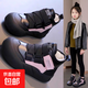 Girls' Snow Boots 2025 New Winter Large Cotton Shoes Children's Short Boots Women's and Large Children's Casual Shoes Plus Velvet Daddy Shoes Black Size 37 Shoes Inner Length 22cm