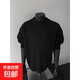 Knitted Sweater Large Size Henley Collar Sweater Men's Lazy Style Bottoming Sweater Jacket Black 3XL