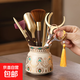 Tea Ceremony Six Gentlemen Set Dunhuang Ru Kiln High-end Tea Clips Tea Scissors Tea Spoon Tea Brush Tea Accessories 1-Huang Ru Dunhuang Feng Ling Tea Ceremony Bottle + Houze 6 Accessories + Plum Blossom Scissors