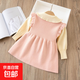 Girls' dresses, baby girls' clothes, early autumn children's autumn clothes, fashionable little girls' princess dresses, autumn long sleeves, spring and autumn, pink velvet 110 cm